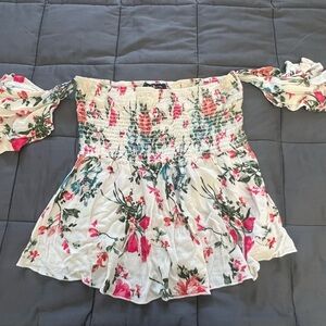 Floral Off-Shoulder Smocked Top